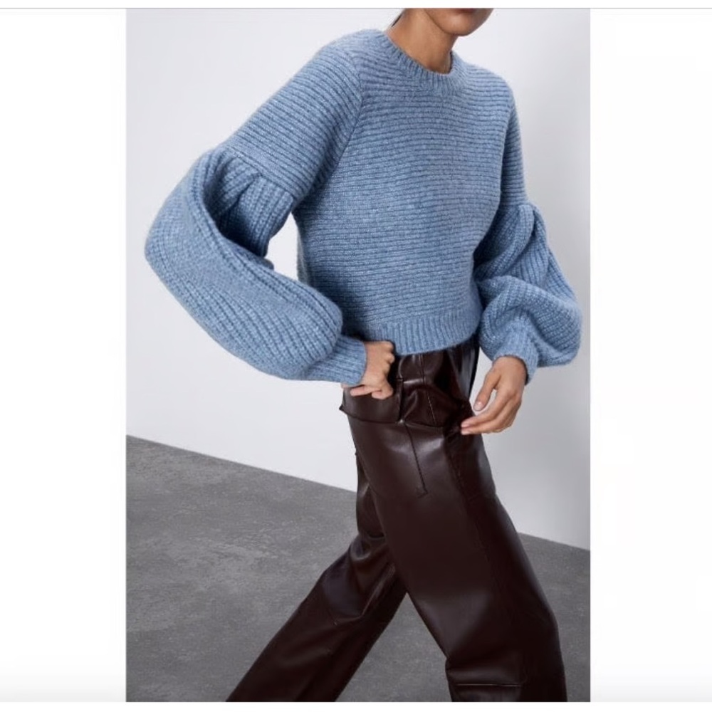 Zara Light Blue Wool Sweater- L - Picture 2 of 14